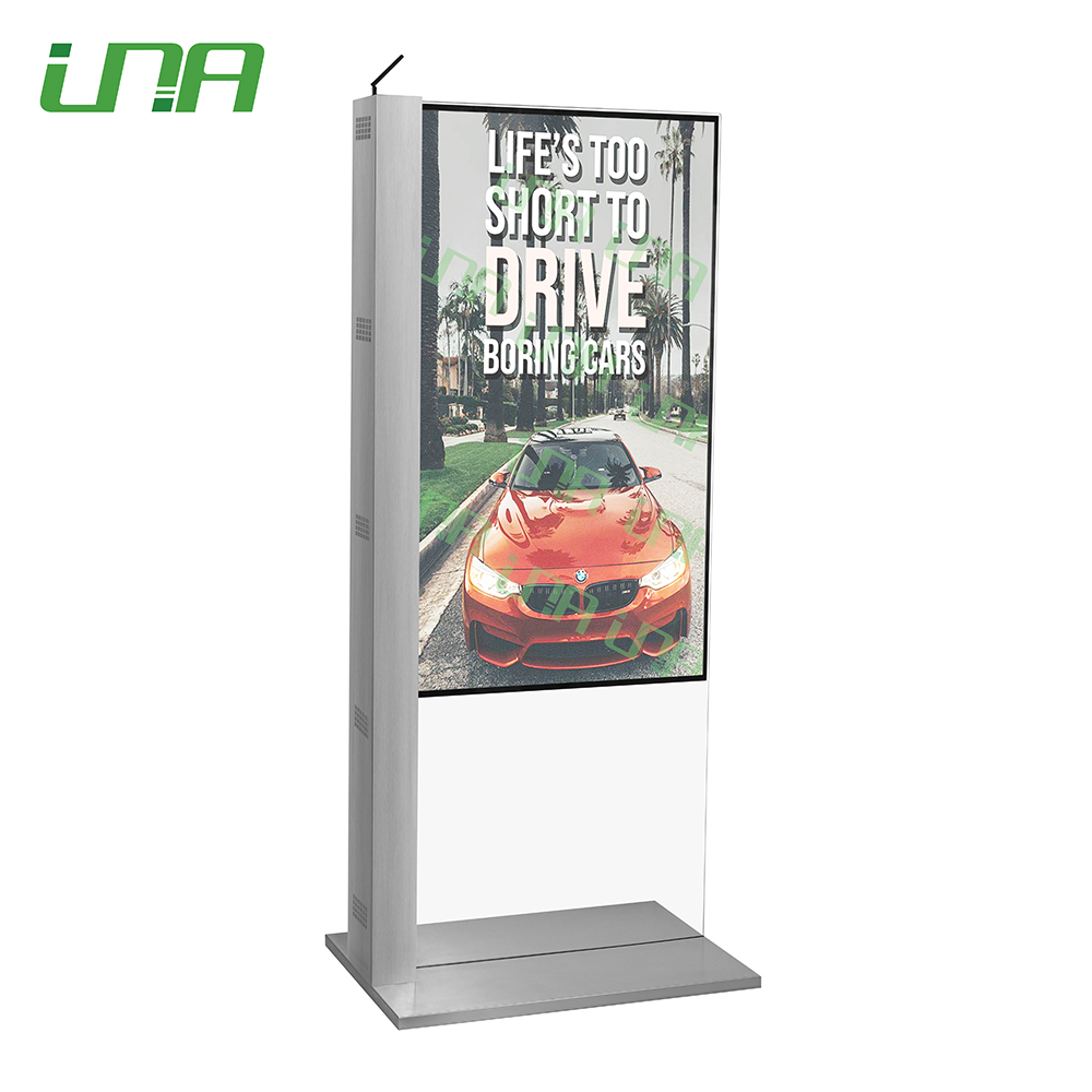 Kiosque commercial LCD à deux faces avec bord en verre autonome